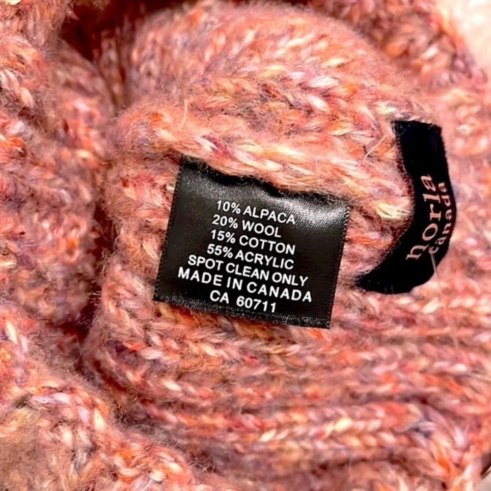 Brand New Norla Canada Alpaca & Wool Blend Knit Pom Hat Winter Marbled Pink